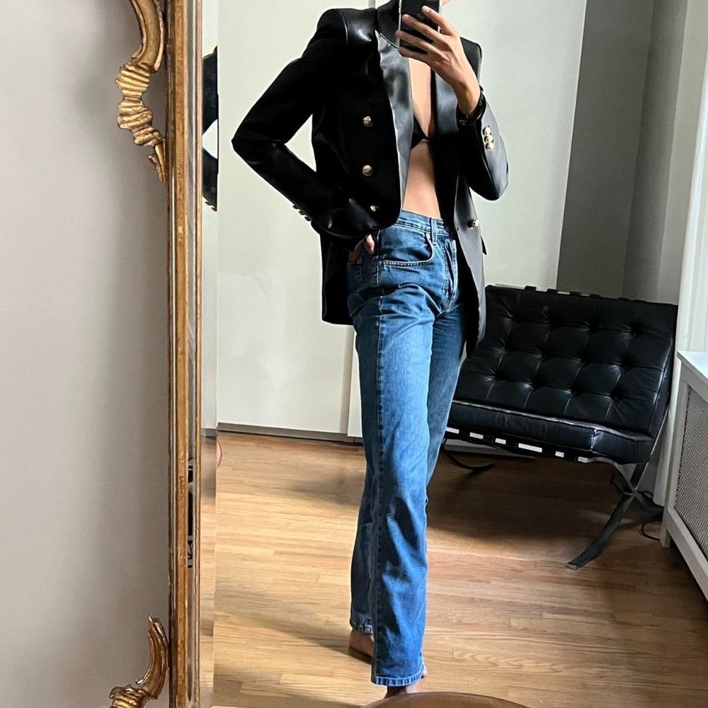 Zara Faux Leather Blazer